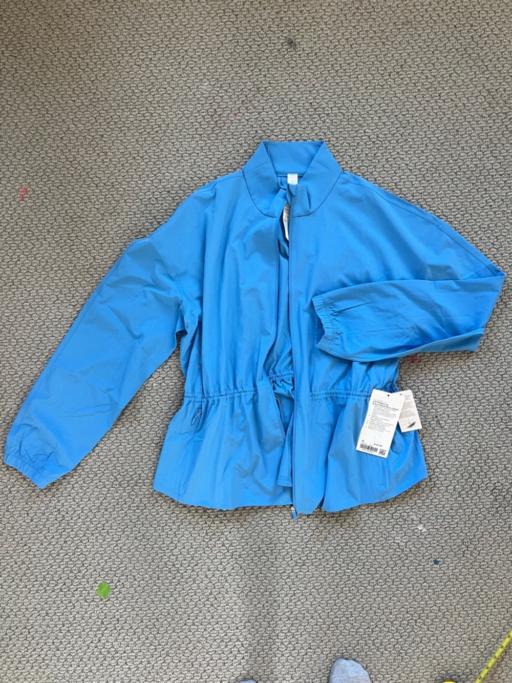 Bright UV Protective Blue Cinch-Waist Running Zip Jacket size extra large XL